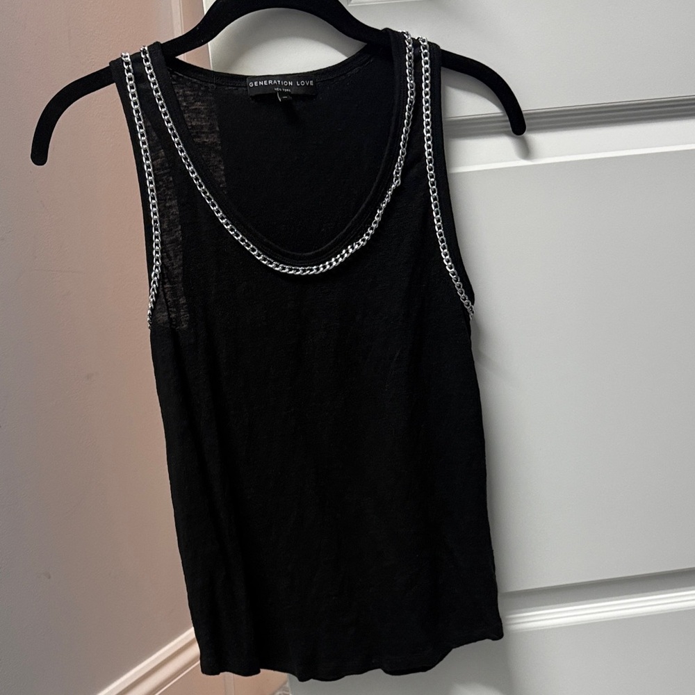 Generation Love Black Tank with Silver Chain Detail
